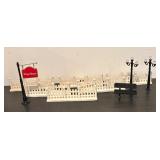 S - Village Square Miniature Accessories Set with Fences, Bench, Lamp Posts and Sign
