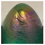 S - Iridescent Art Glass Egg Paperweight by OBG
