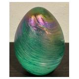 S - Iridescent Art Glass Egg Paperweight by OBG