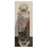 S - Asian Hand Painted Glass Snuff Bottle