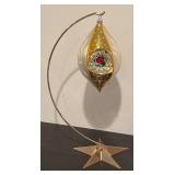S - Golden Accented Christmas Ornament with Stand