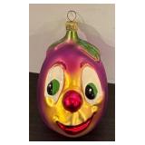 TR - Vintage Christopher Radko Eggplant Anthropomorphic Hand Blown Glass Ornament