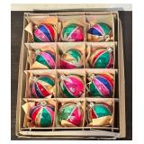 FR - Set of 12 Vintage Callik Hand Made Glass Christmas Ornaments from Poland