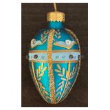 S - Set of 5 Decorative Egg-Shaped Glass Ornaments