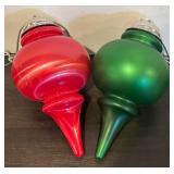 TR - Set of 2 Large Red and Green Holiday Ornaments