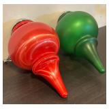 TR - Set of 2 Large Red and Green Holiday Ornaments