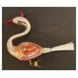 TR - Christopher Radko 5 Inch Crowned Bird Glass Ornament with Clip