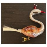 TR - Christopher Radko 5 Inch Crowned Bird Glass Ornament with Clip