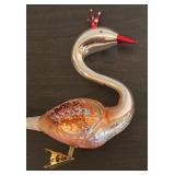 TR - Christopher Radko 5 Inch Crowned Bird Glass Ornament with Clip