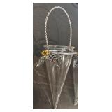 S - Set of 4 Glass Ornament Vases with Silver and Gold Holly Accents