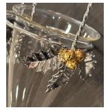 S - Set of 4 Glass Ornament Vases with Silver and Gold Holly Accents