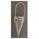 S - Set of 4 Glass Ornament Vases with Silver and Gold Holly Accents