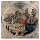 S - Large Asian Style Glass Snuff Bottle with Hand-Painted Scenes