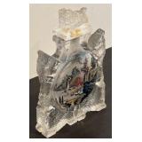 S - Large Asian Style Glass Snuff Bottle with Hand-Painted Scenes