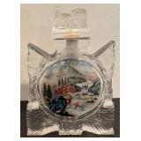 S - Large Asian Style Glass Snuff Bottle with Hand-Painted Scenes