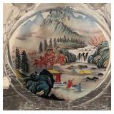 S - Large Asian Style Glass Snuff Bottle with Hand-Painted Scenes