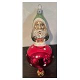 Fr - Festive Santa Claus Glass Holiday Ornament