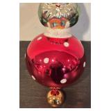 Fr - Festive Santa Claus Glass Holiday Ornament