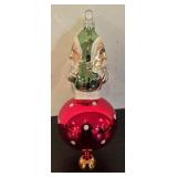 Fr - Festive Santa Claus Glass Holiday Ornament
