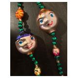 S - Glass Garland with Hand-Painted Faces and Colorful Beads