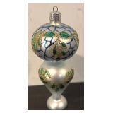 FR - Festive Hand-Painted Holiday Ornament with Blue and Gold Accents