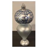 FR - Festive Hand-Painted Holiday Ornament with Blue and Gold Accents