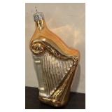 FR - Glass Harp Ornament with Gold and Silver Finish