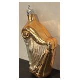 FR - Glass Harp Ornament with Gold and Silver Finish