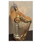 FR - Glass Harp Ornament with Gold and Silver Finish