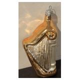 FR - Glass Harp Ornament with Gold and Silver Finish