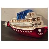 FR - Vintage Blown Glass Cruise Ship Christmas Ornament