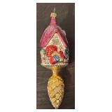 FR - Glass Cottage and Pinecone Holiday Ornament