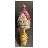 FR - Glass Cottage and Pinecone Holiday Ornament