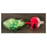FR - Prague Glass Frog and Red Ball Ornament