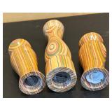 LR - Set of 3 Multicolor Striped Wood Salt and Pepper Mills