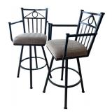 K - Pair of Metal Swivel Bar Stools