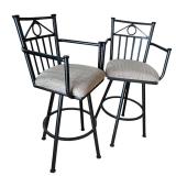 K - Pair of Metal Swivel Bar Stools