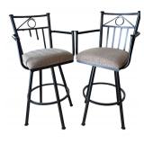 K - Pair of Metal Swivel Bar Stools