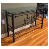 MB - Glass Top Console Table with Metal Tree Design