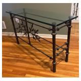 MB - Glass Top Console Table with Metal Tree Design