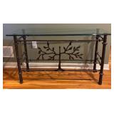 MB - Glass Top Console Table with Metal Tree Design