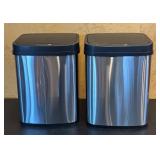 MB - Pair of Insignia 3-Gallon Automatic Stainless Steel Trash Cans