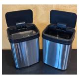 MB - Pair of Insignia 3-Gallon Automatic Stainless Steel Trash Cans