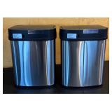 MB - Pair of Insignia 3-Gallon Automatic Stainless Steel Trash Cans