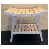 K - Wooden Slatted Bench with Curved Seat Shower Bench