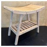 K - Wooden Slatted Bench with Curved Seat Shower Bench