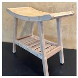 K - Wooden Slatted Bench with Curved Seat Shower Bench