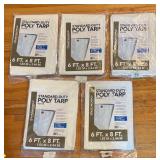 LR - Lot of 5 Unopened Yardworks Standard Duty Poly Tarps 6 ft x 8 ft