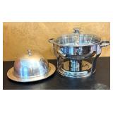 MB - Stainless Steel Chafing Dish and Restoration Hardware Domed Serving Platter