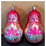 FR - Pair of Russian Doll Glass Ornaments